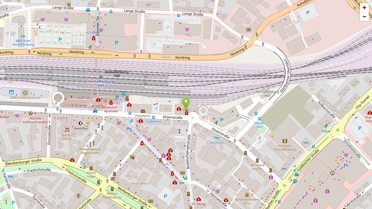 Karte: Elisenstraße 28, 63739 Aschaffenburg
